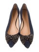 Tory Burch Suede Crystal Embellishments Ballet Flats