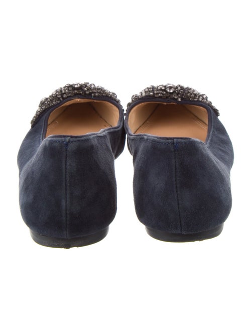 Tory Burch Suede Crystal Embellishments Ballet Flats