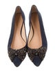 Tory Burch Suede Crystal Embellishments Ballet Flats