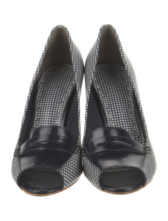 Tory Burch Leather Plaid Print Pumps