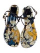 Tory Burch Patent Leather Printed T-Strap Sandals