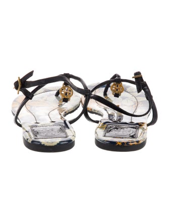 Tory Burch Patent Leather Printed T-Strap Sandals