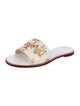 Tory Burch Leather Floral Print Slides