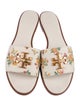 Tory Burch Leather Floral Print Slides