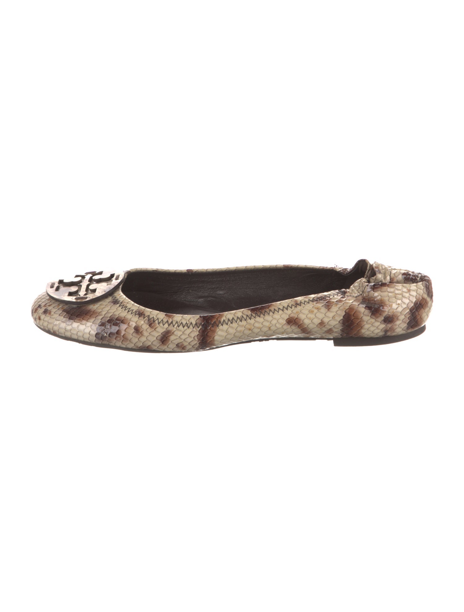 Tory Burch Embossed Leather Animal Print Ballet Flats