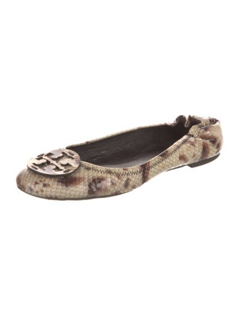 Tory Burch Embossed Leather Animal Print Ballet Flats