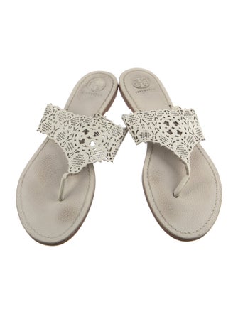 Tory Burch Leather Animal Print Slides