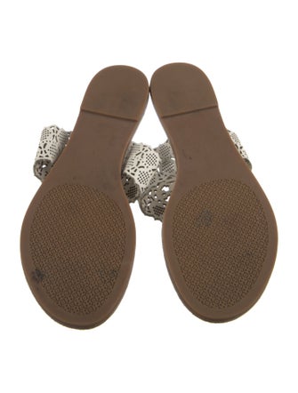 Tory Burch Leather Animal Print Slides