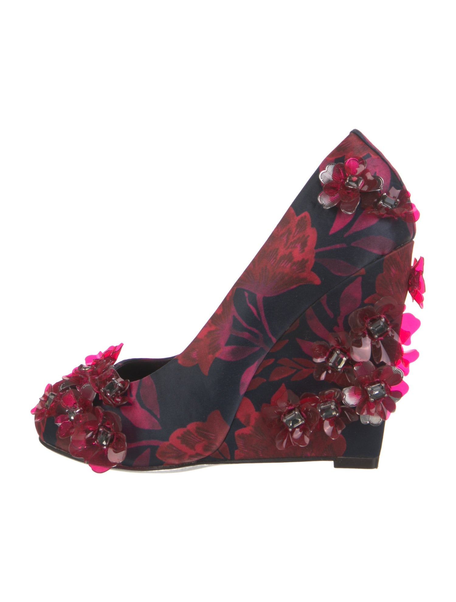 Tory Burch Satin Floral Print Pumps
