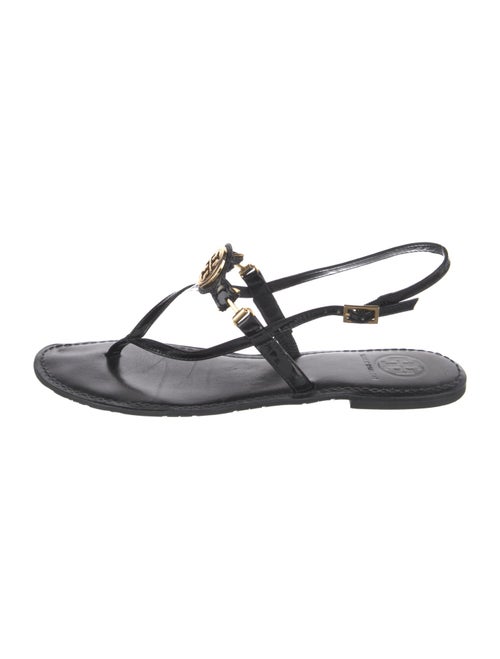 Tory Burch Signature Logo Leather T-Strap Sandals