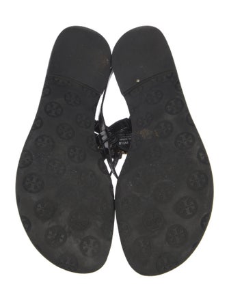 Tory Burch Signature Logo Leather T-Strap Sandals