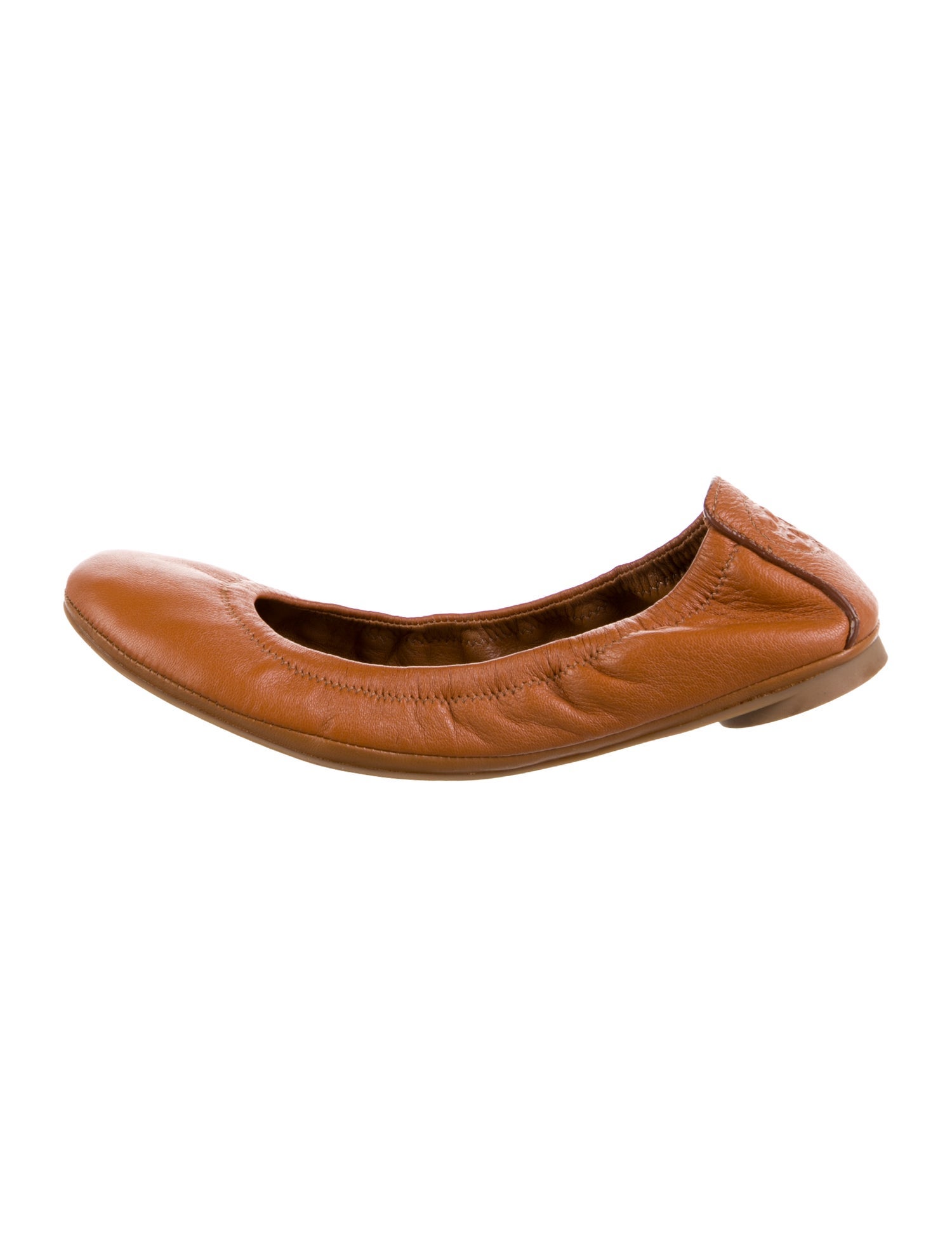 Tory Burch Leather Whipstitch Trim Ballet Flats
