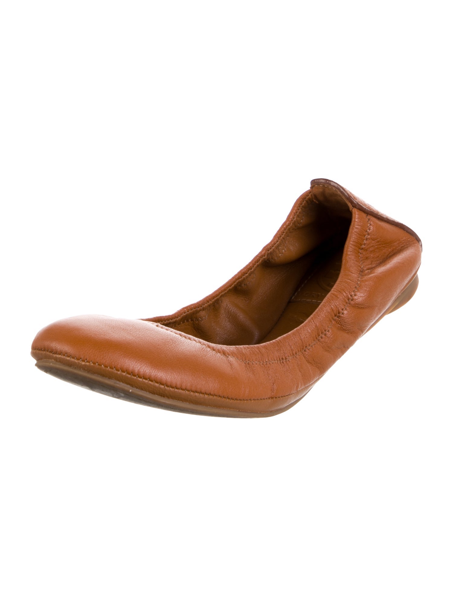 Tory Burch Leather Whipstitch Trim Ballet Flats