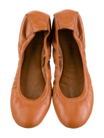 Tory Burch Leather Whipstitch Trim Ballet Flats