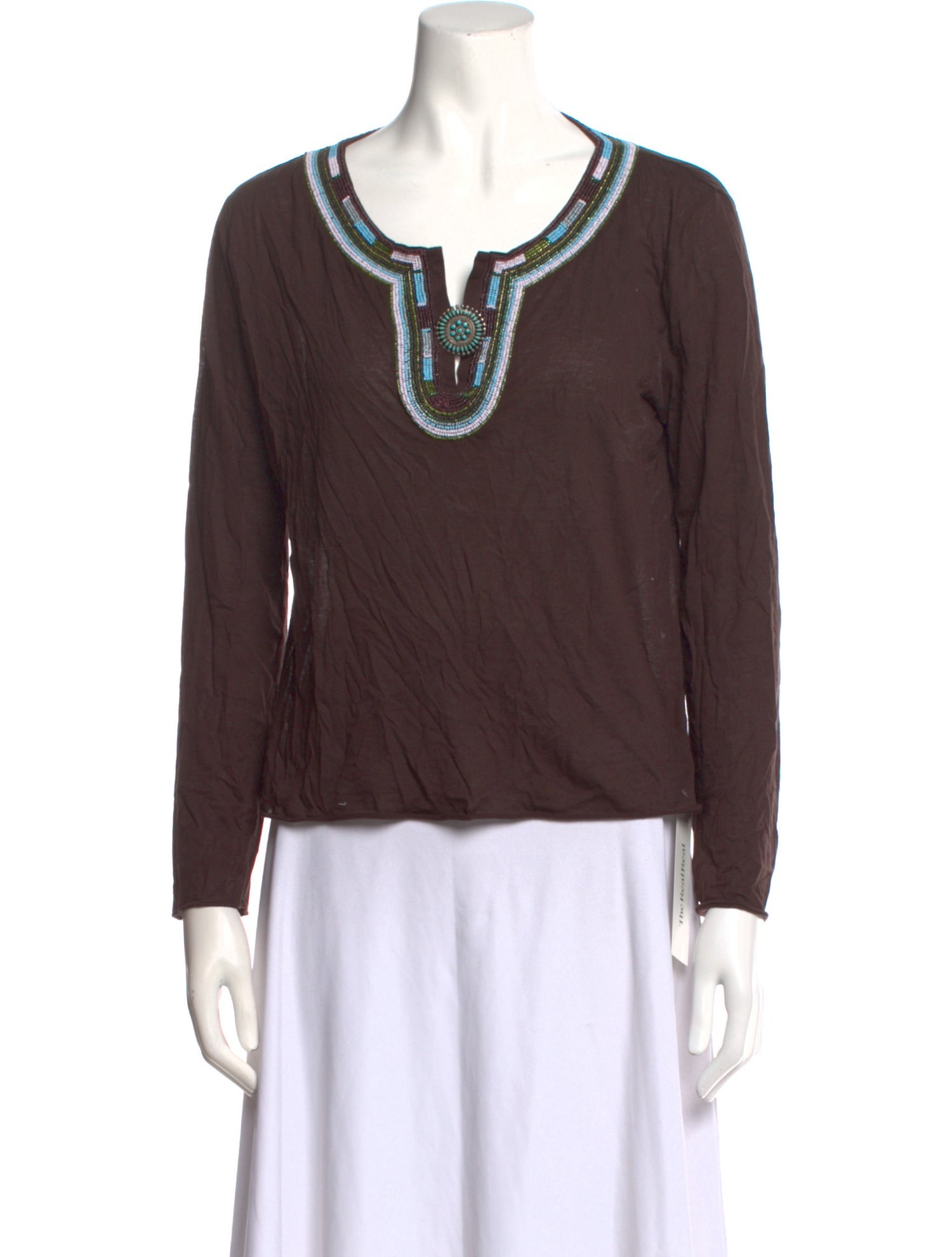 Tory Burch Scoop Neck Long Sleeve Top