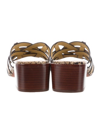 Tory Burch Leather Animal Print Slides