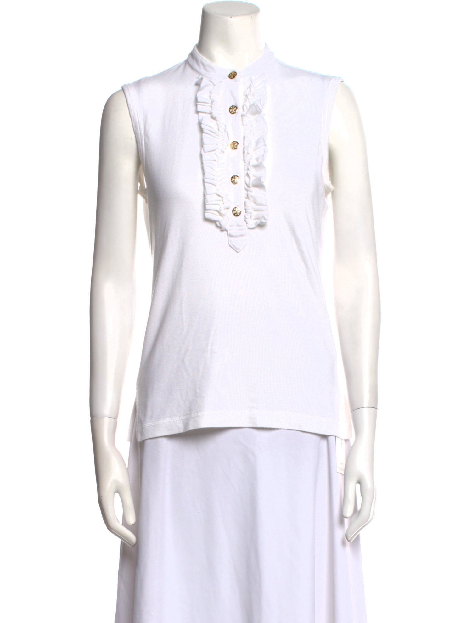 Tory Burch Supima Cotton Mock Neck Polo