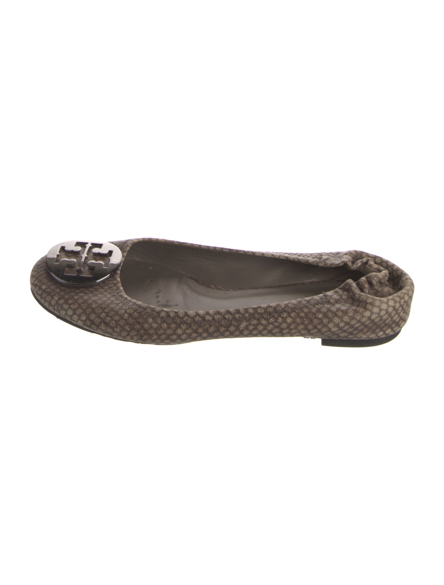 Tory Burch Embossed Leather Animal Print Ballet Flats