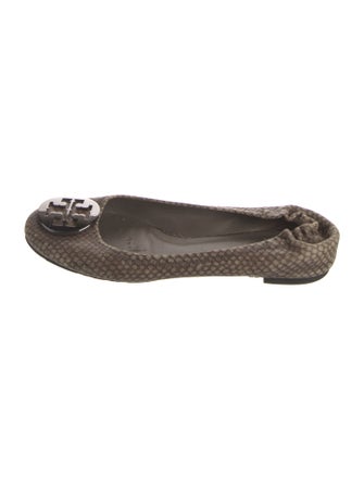 Tory Burch Embossed Leather Animal Print Ballet Flats