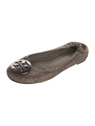 Tory Burch Embossed Leather Animal Print Ballet Flats