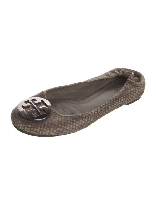 Tory Burch Embossed Leather Animal Print Ballet Flats