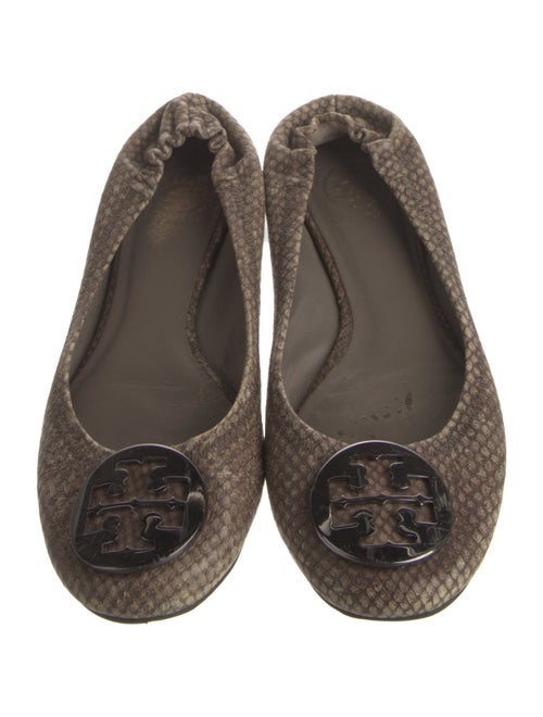 Tory Burch Embossed Leather Animal Print Ballet Flats