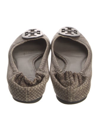 Tory Burch Embossed Leather Animal Print Ballet Flats