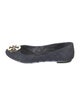 Tory Burch Denim Leather Trim Embellishment Flats