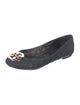 Tory Burch Denim Leather Trim Embellishment Flats