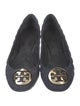 Tory Burch Denim Leather Trim Embellishment Flats