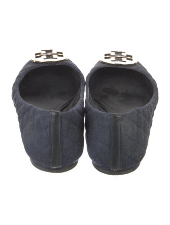 Tory Burch Denim Leather Trim Embellishment Flats