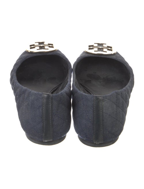 Tory Burch Denim Leather Trim Embellishment Flats