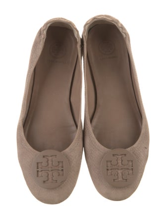 Tory Burch Suede Leather Trim Embellishment Ballet Flats