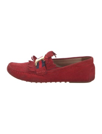 Tory Burch Suede Fringe Trim Accent Moccasins