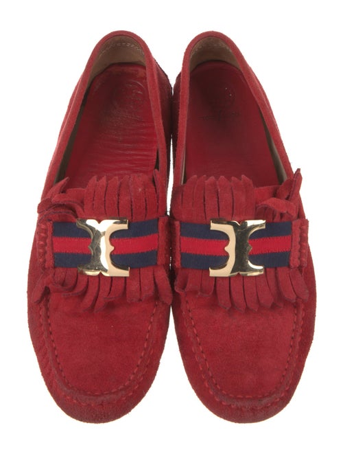 Tory Burch Suede Fringe Trim Accent Moccasins