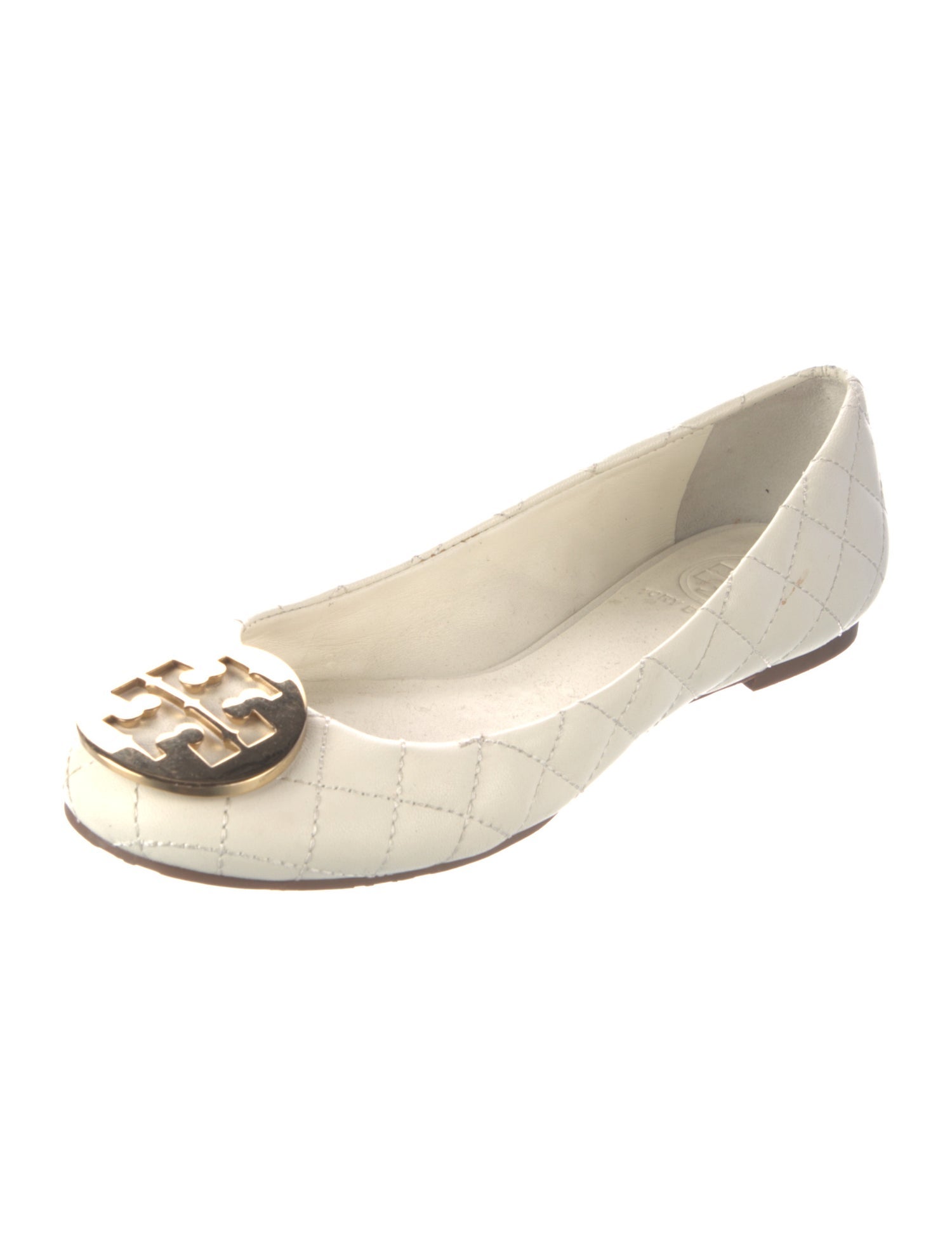 Tory Burch Quilted Pattern Leather Flats