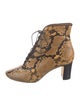 Tory Burch Embossed Leather Animal Print Lace-Up Boots