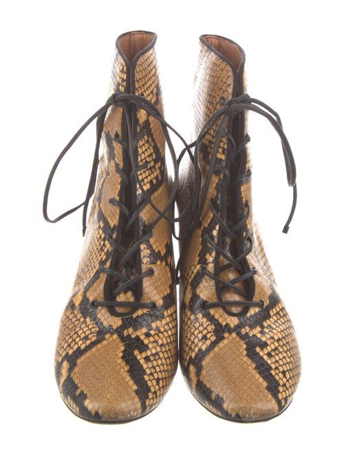 Tory Burch Embossed Leather Animal Print Lace-Up Boots