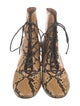 Tory Burch Embossed Leather Animal Print Lace-Up Boots
