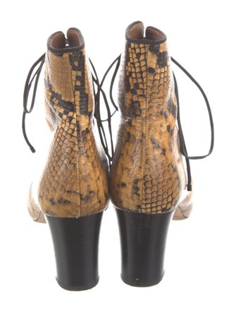 Tory Burch Embossed Leather Animal Print Lace-Up Boots