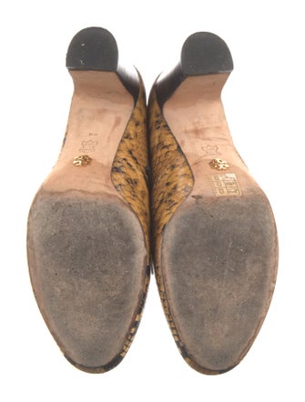 Tory Burch Embossed Leather Animal Print Lace-Up Boots