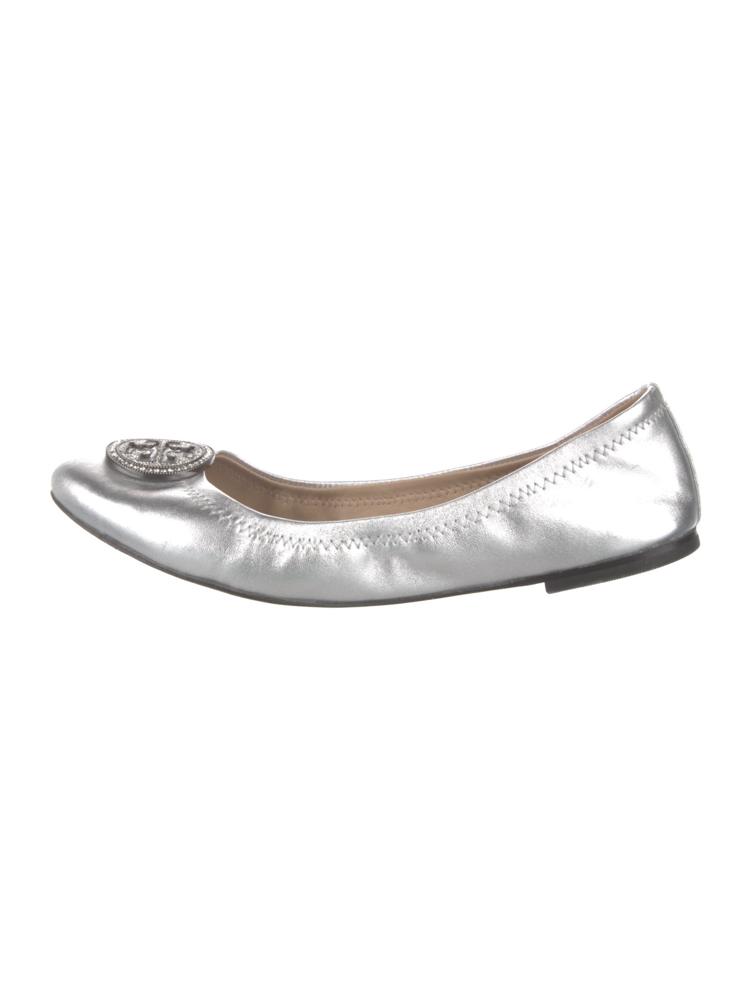 Tory Burch Leather Crystal Embellishments Ballet Flats