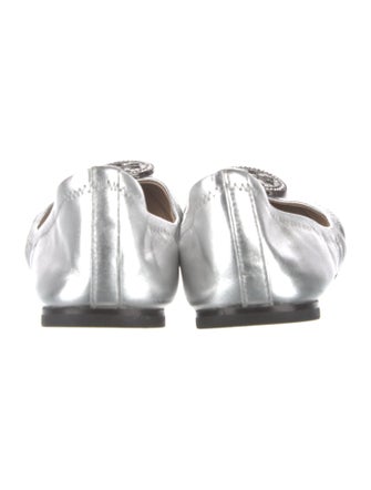 Tory Burch Leather Crystal Embellishments Ballet Flats