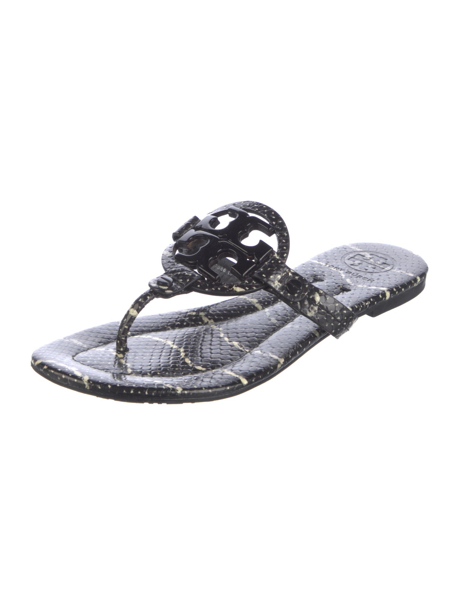 Tory Burch Leather Animal Print Slides