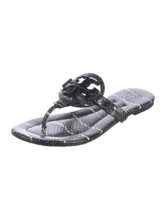 Tory Burch Leather Animal Print Slides