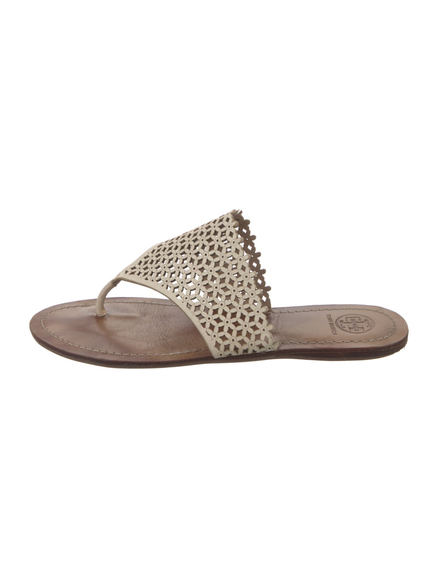 Tory Burch Leather Lasercut Accents Slides