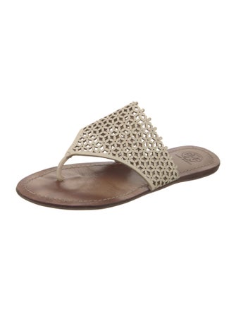 Tory Burch Leather Lasercut Accents Slides