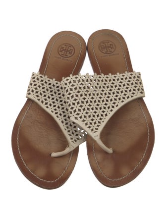 Tory Burch Leather Lasercut Accents Slides