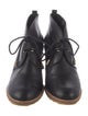 Tory Burch Leather Fur Trim Lace-Up Boots