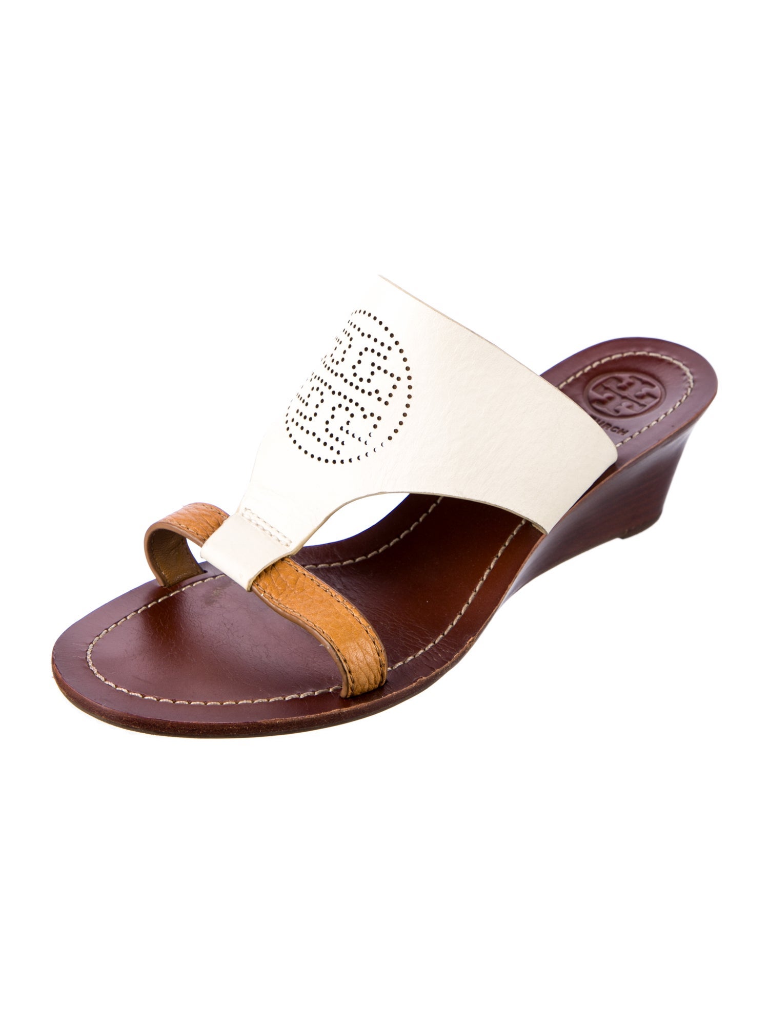 Tory Burch Leather Colorblock Pattern Slides